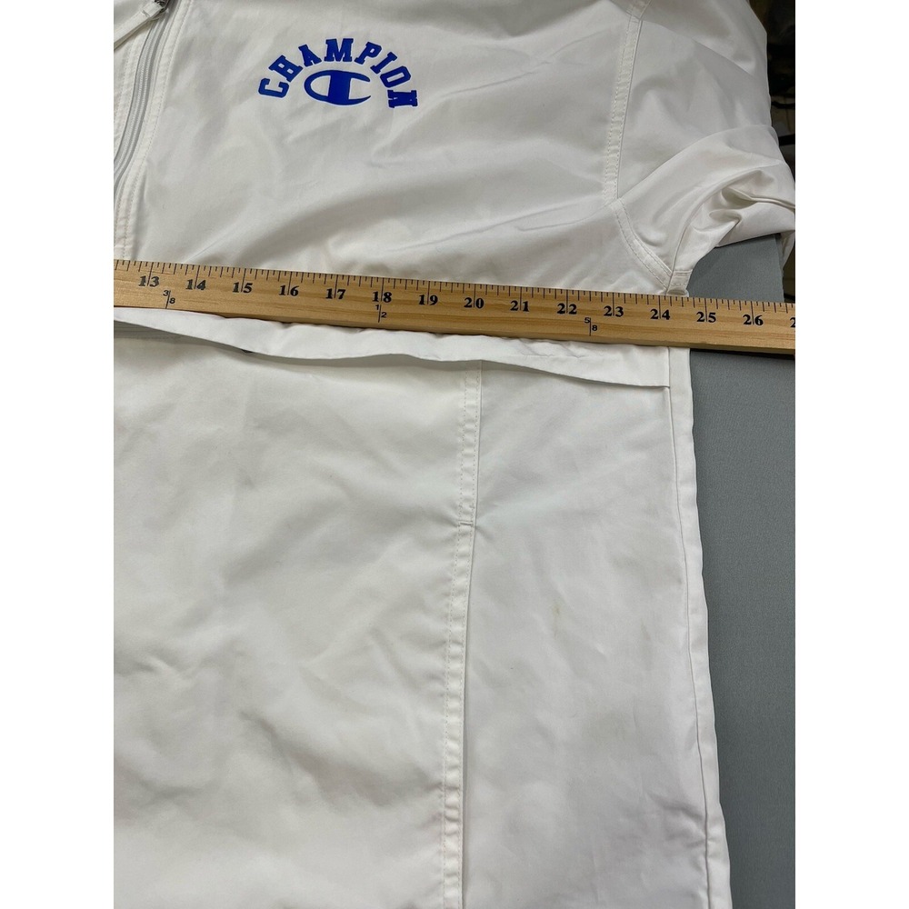 Champion Mens WindbreakerXL White Spellout Logo‎ Streetwear Hooded Preppy Anorak - Picture 9 of 11